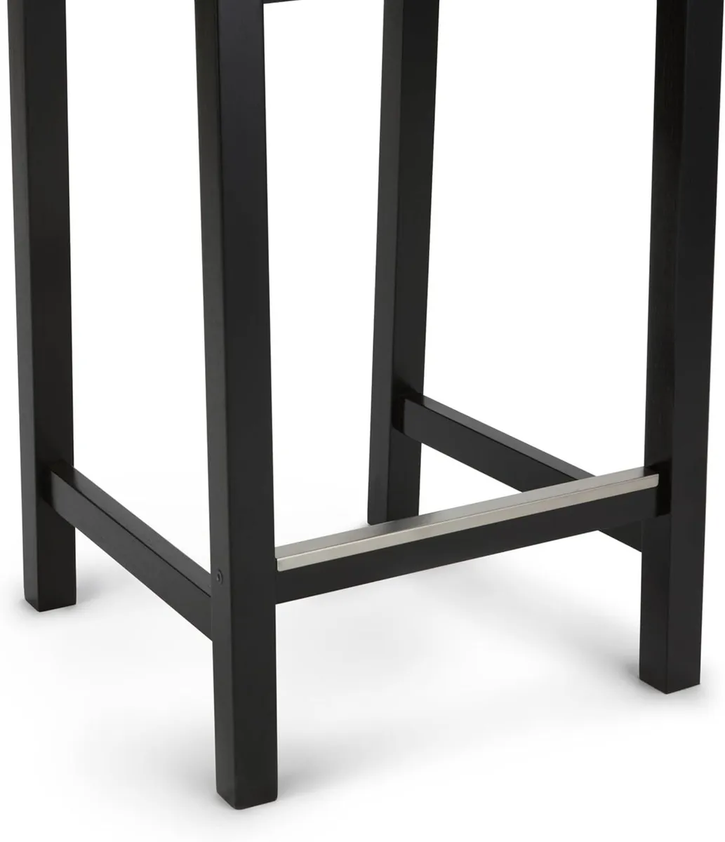 Set of 2 Black Wood Kitchen Counter Stool with - Image 4