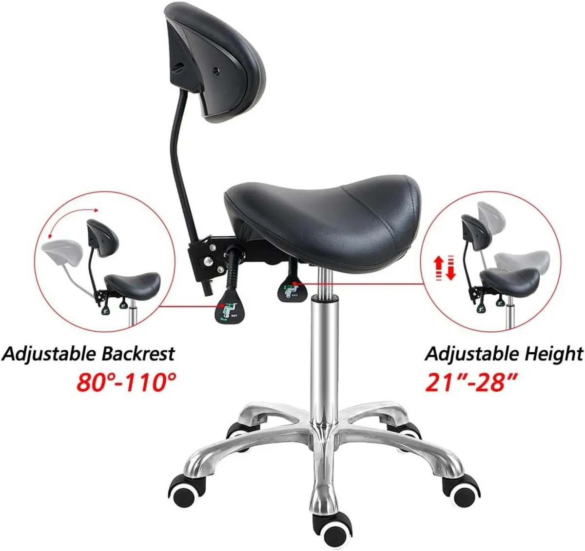 Saddle Stool Chair with Back Support Ergonomic - Image 4