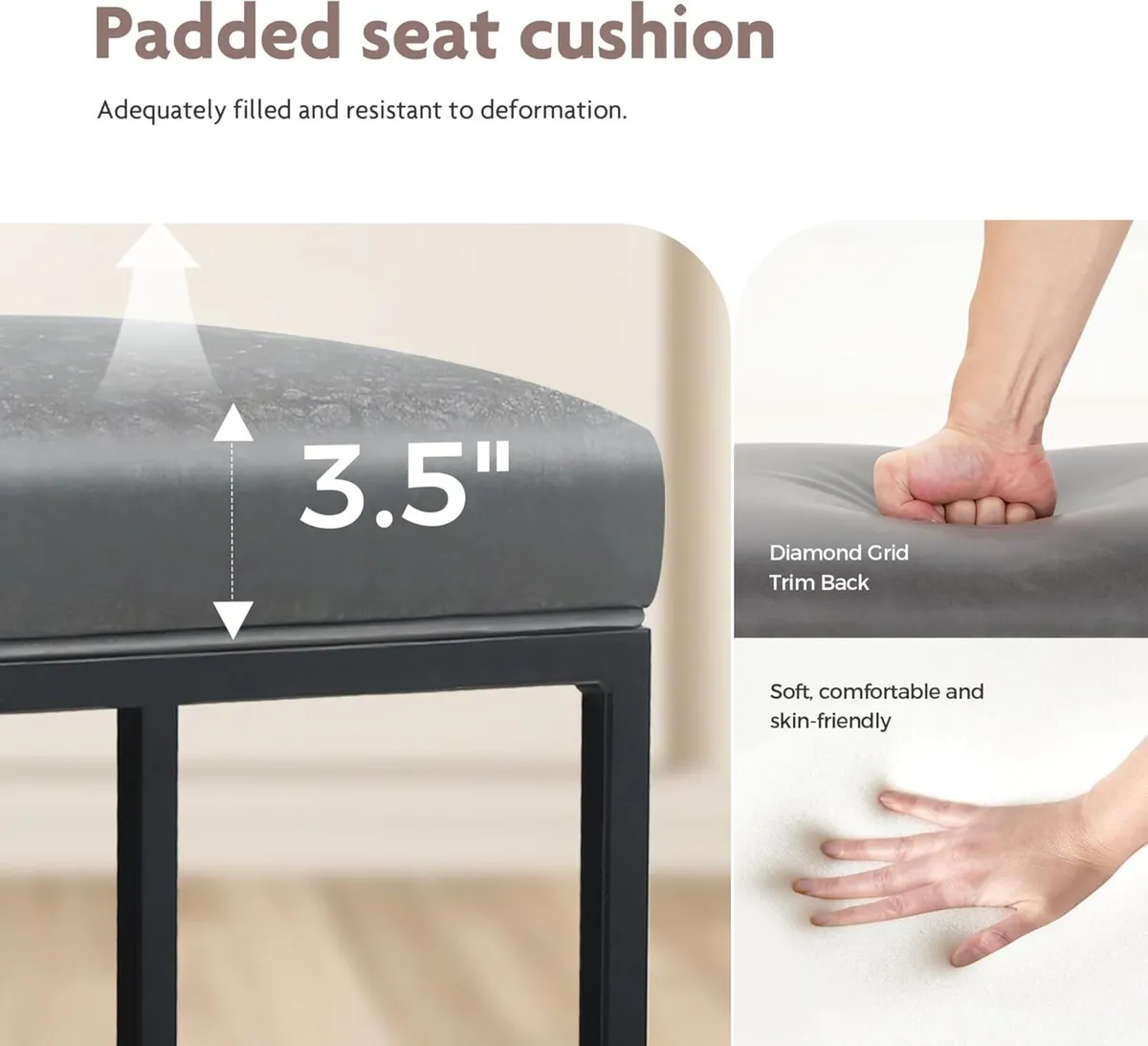 Set of 2 Bar Stools Counter Height with Footrest - Image 3