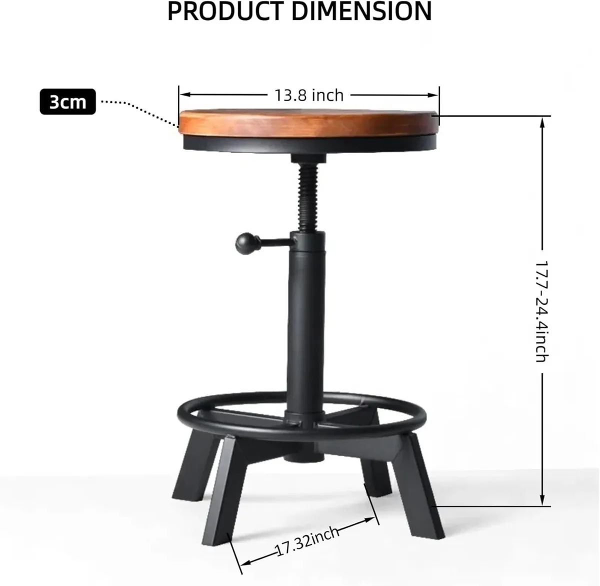 Set of 2-Industrial Bar Stool-Counter Height - Image 2