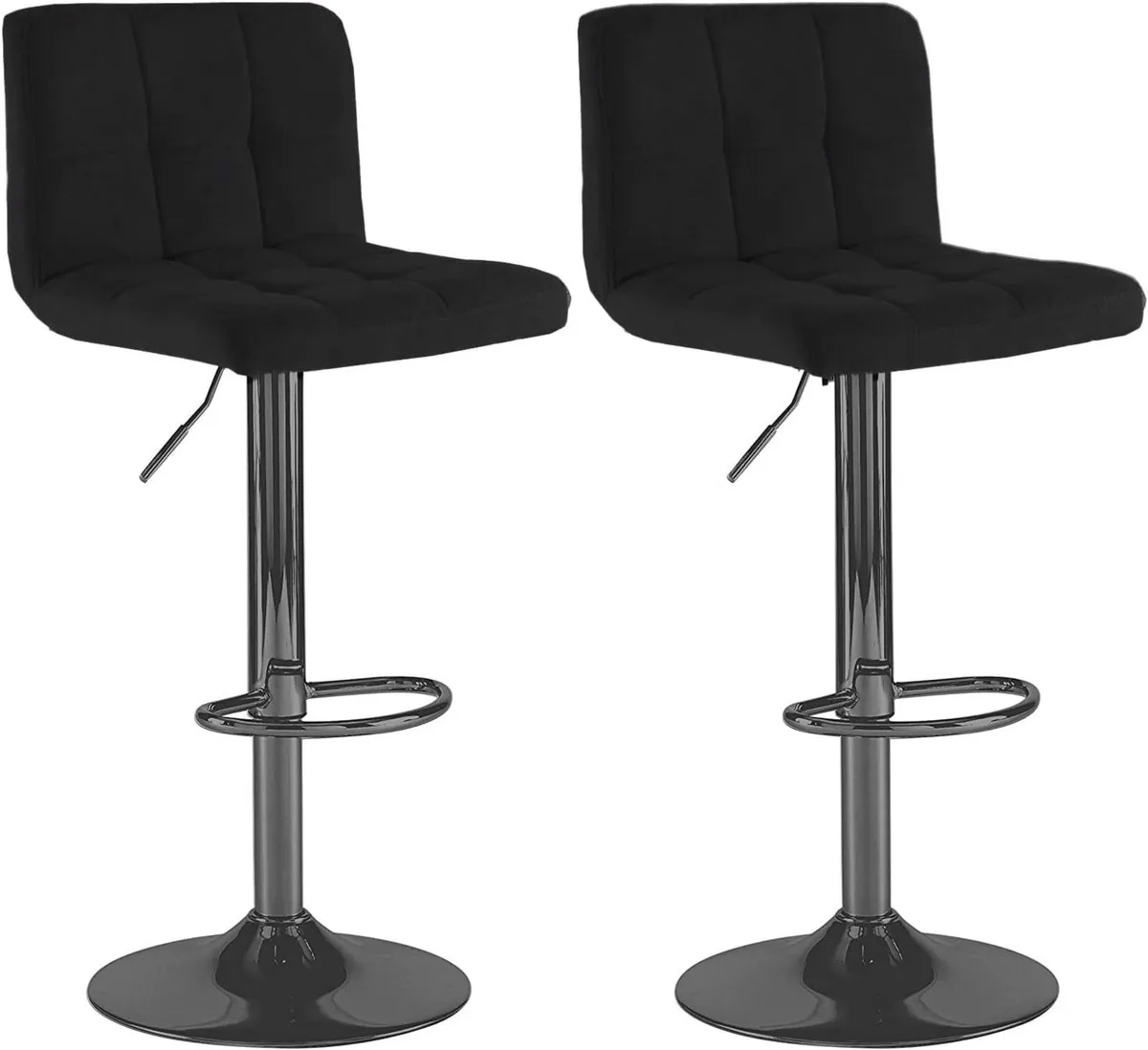 ® 2X Fabric Swivel Bar Stools with a Matt Black - Image 1