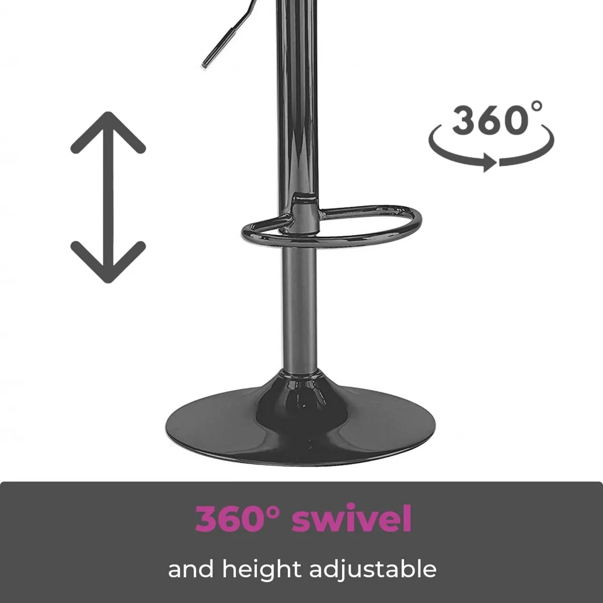 ® 2X Fabric Swivel Bar Stools with a Matt Black - Image 4