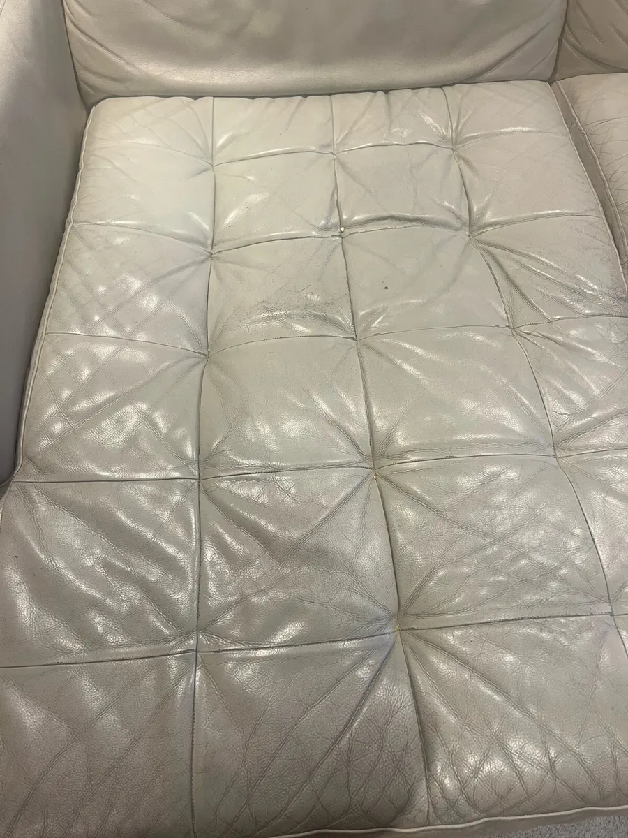 Cream leather couch - Image 3