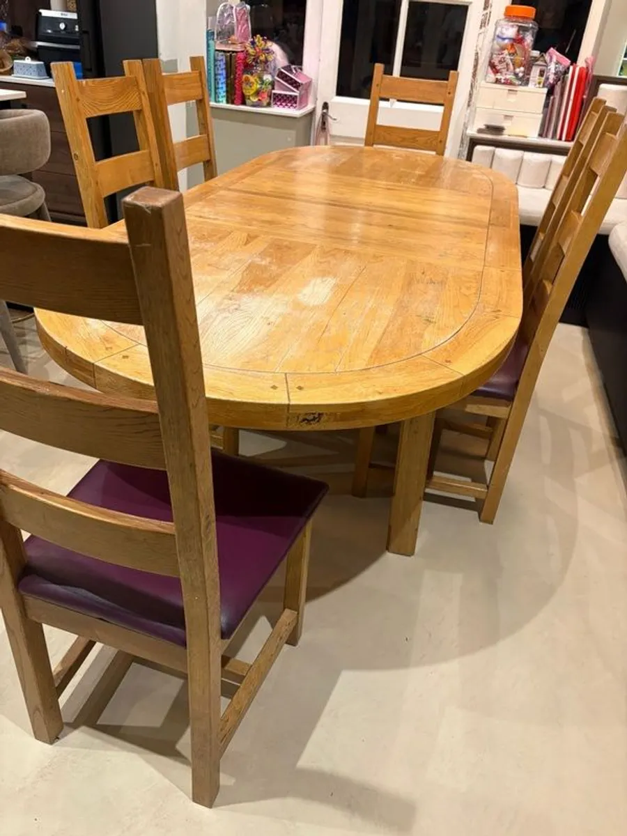 Solid Oak Extending Dining Table &Chairs - Image 4