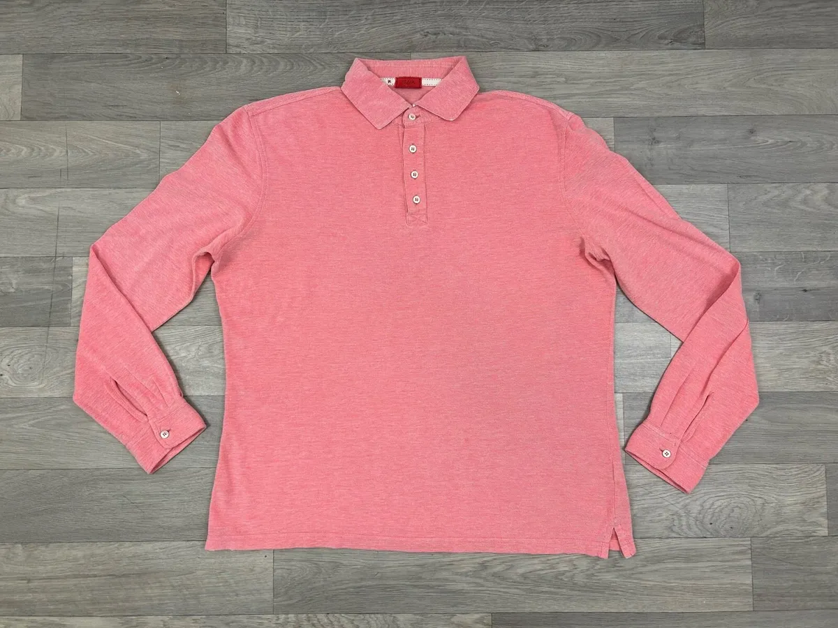 Isaia Napoli Long Sleeve Polo Shirt Mens Large - Image 1