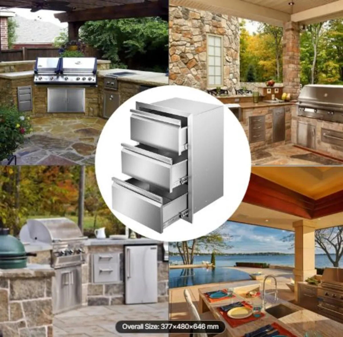 201 Stainless Steel Triple Access Drawer Outdoor - Image 3