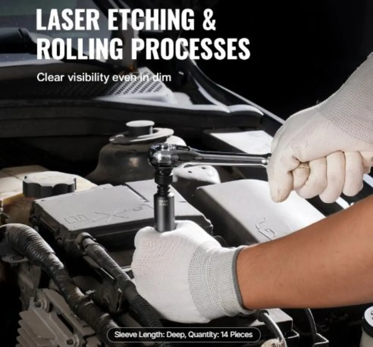 1/4" Drive Impact Socket Set,14 Piece Deep Socket - Image 3