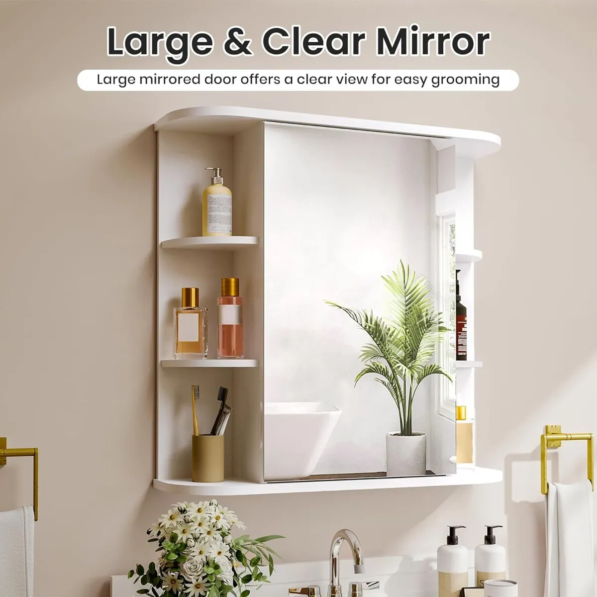 Bathroom Mirror Cabinet with Large HD Wall - Image 4