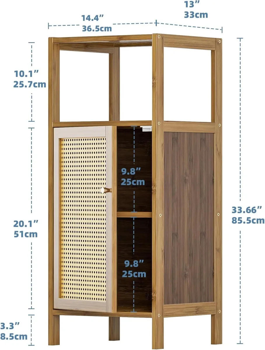 Rattan Bathroom Floor Cabinet Bamboo Storage - Image 3