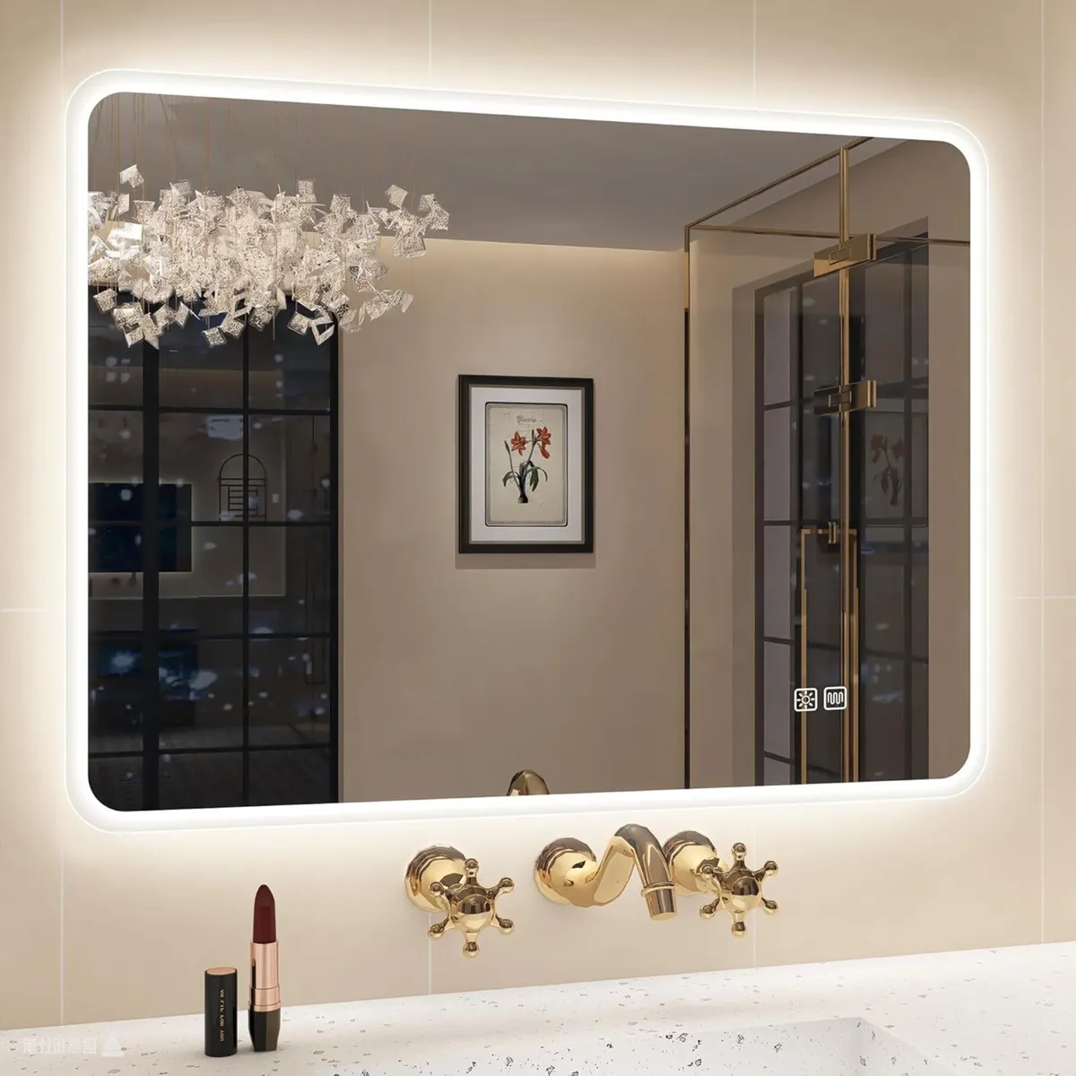Bathroom-Mirror-with-LED-Lights 60x80cm LED-Bathro - Image 1