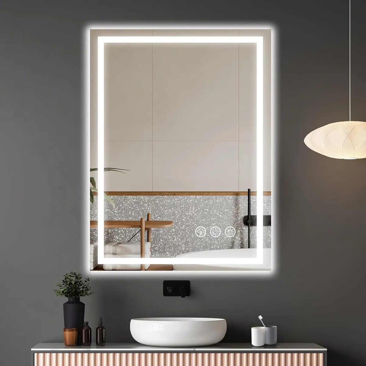 LED Bathroom Wall Mirror with Lights - 600x800 MM - Image 1