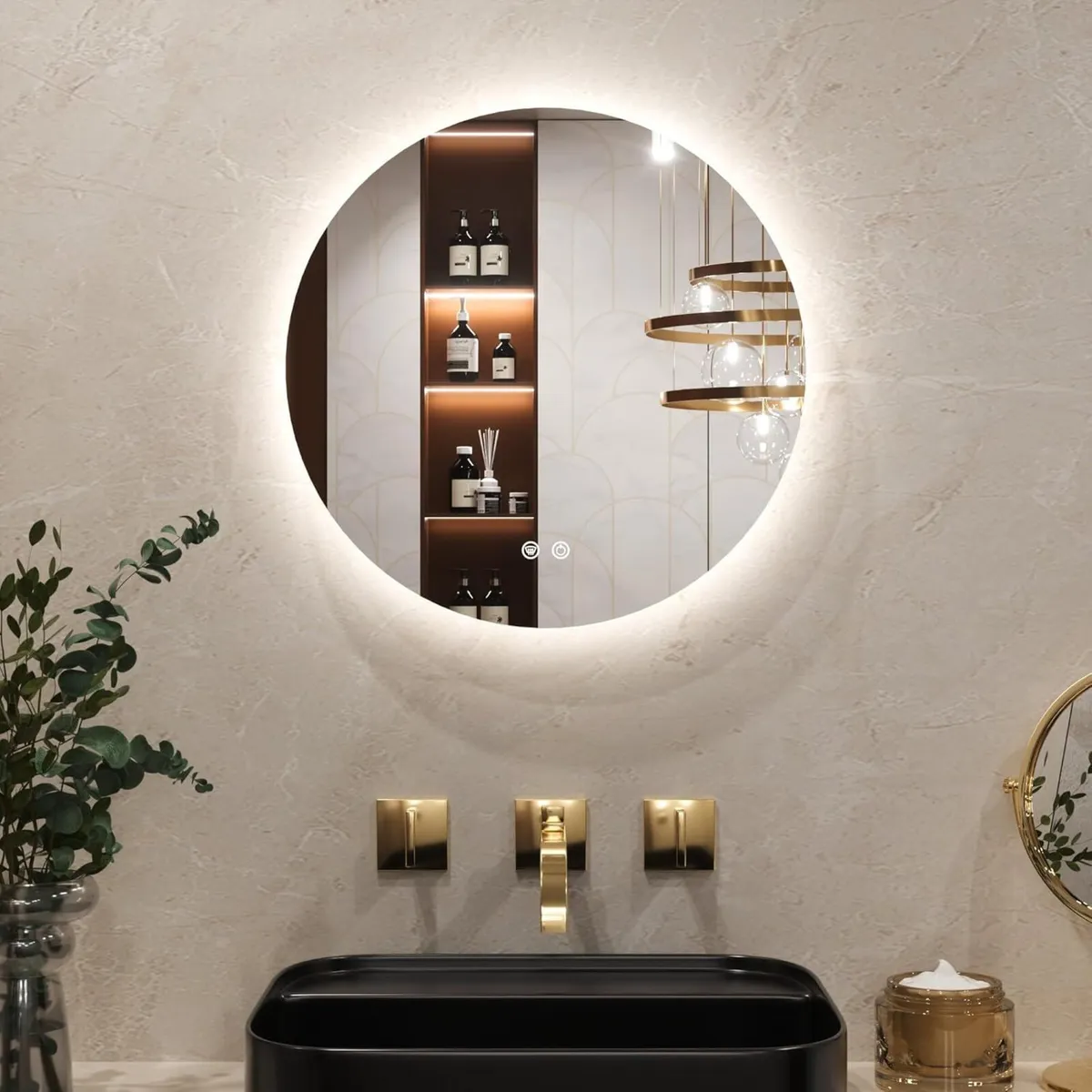 Round Bathroom Mirror with LED Lights 50cm - Image 1