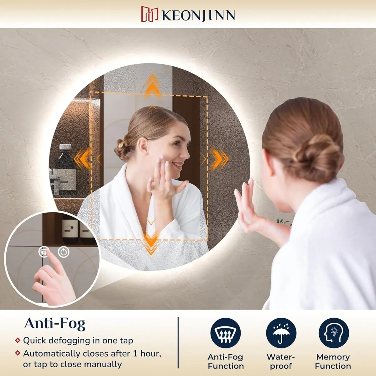 Round Bathroom Mirror with LED Lights 50cm - Image 2