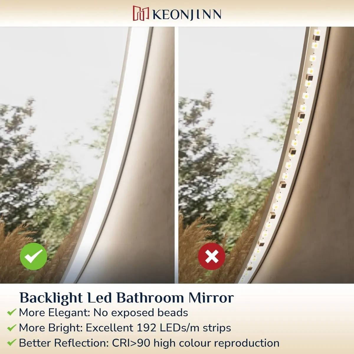 Round Bathroom Mirror with LED Lights 50cm - Image 4