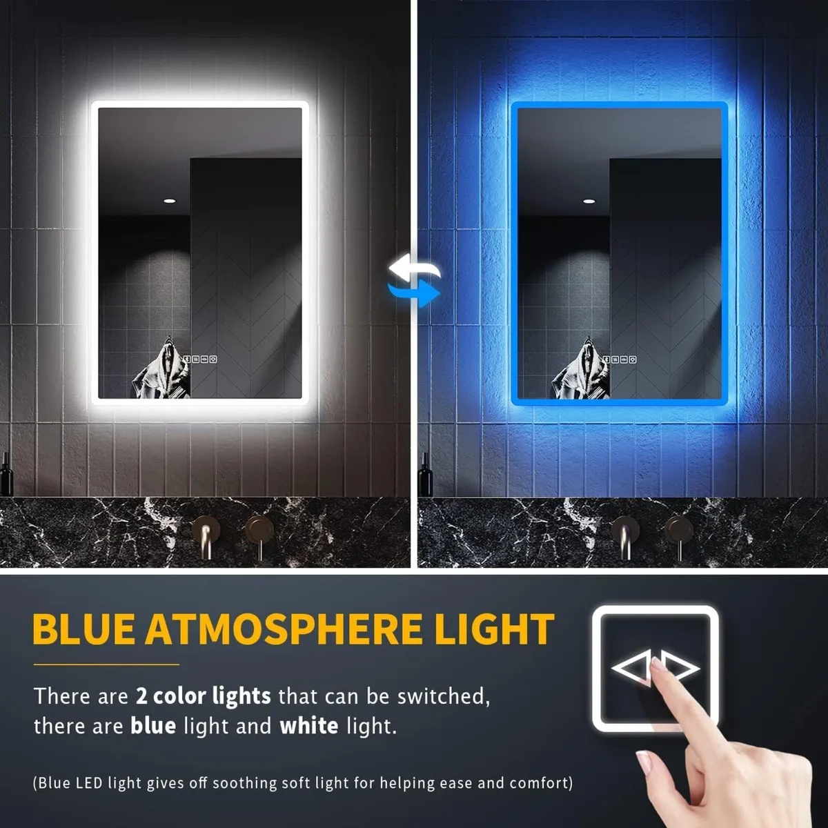 Blue Atmosphere Illuminated Bathroom Mirror with - Image 2