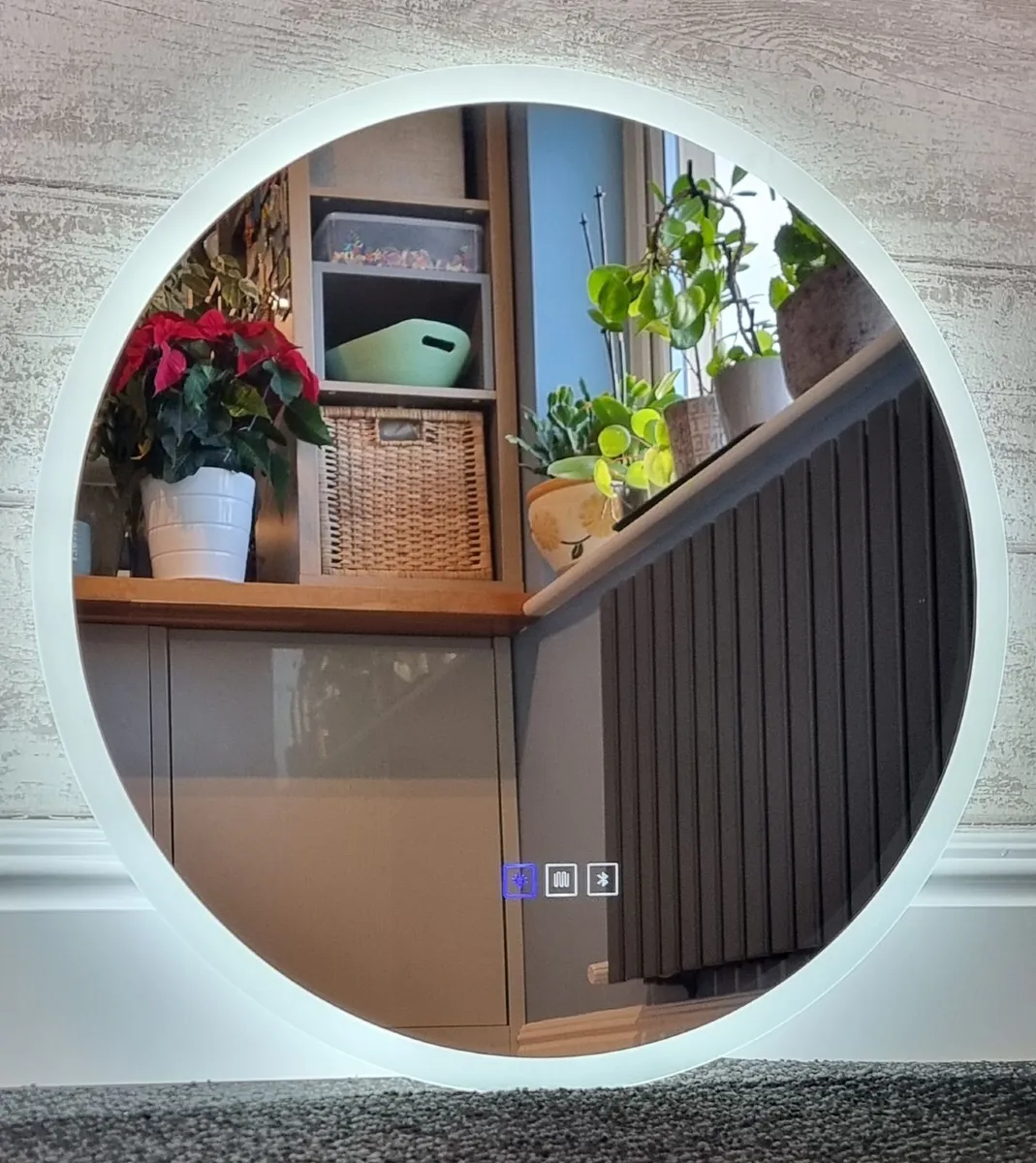LED Bathroom Mirror Defogger Bluetooth Round 60cm - Image 3