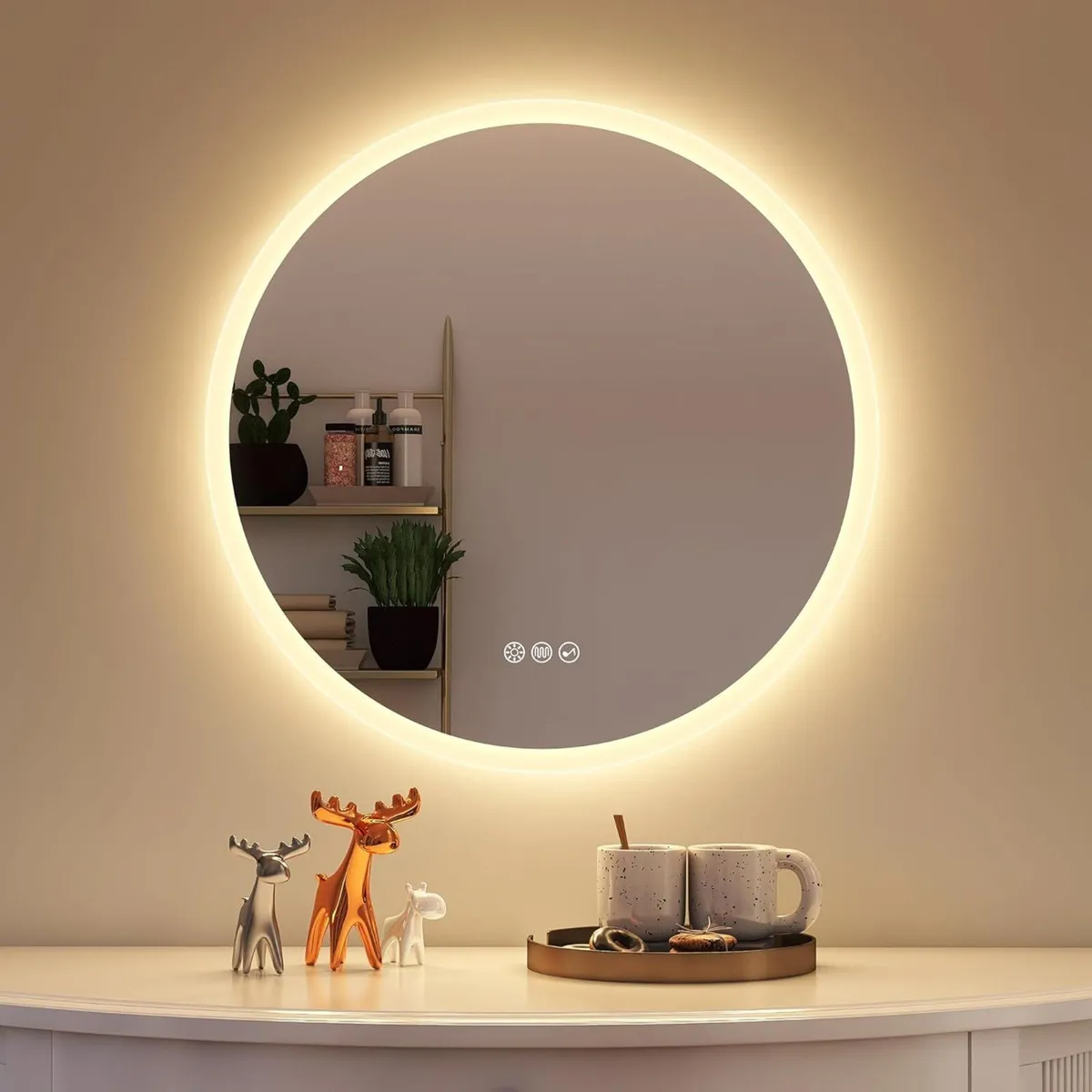 600 mm Round-Bathroom-Mirror-with-LED-Lights - Image 1