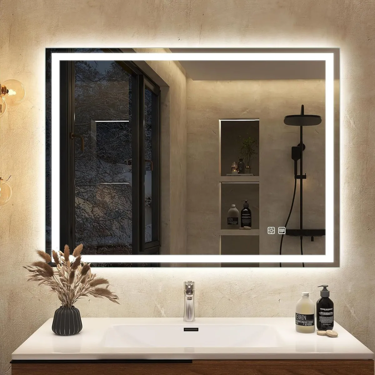 Bathroom Mirror with LED Lights 800x600mm Memory - Image 1