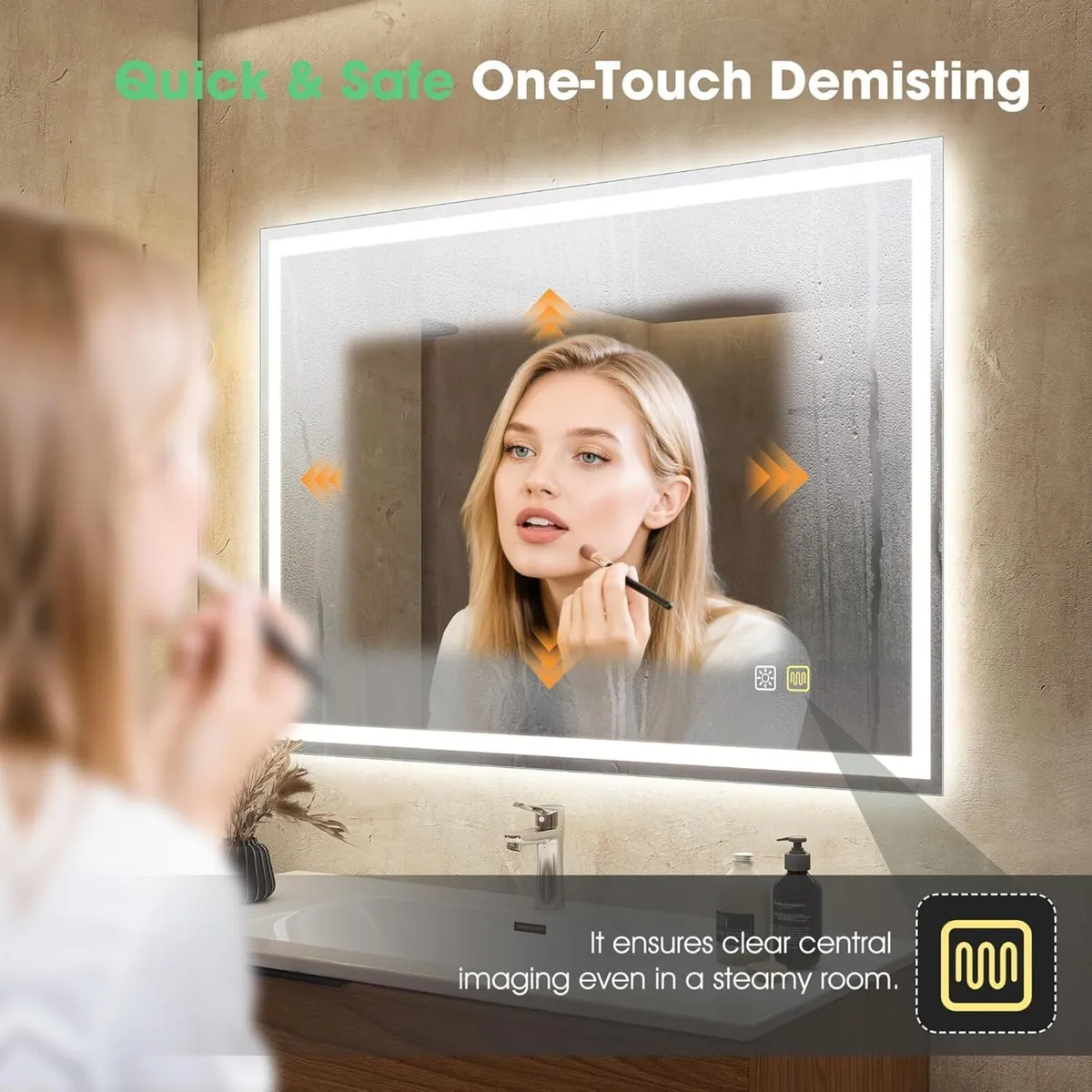 Bathroom Mirror with LED Lights 800x600mm Memory - Image 2