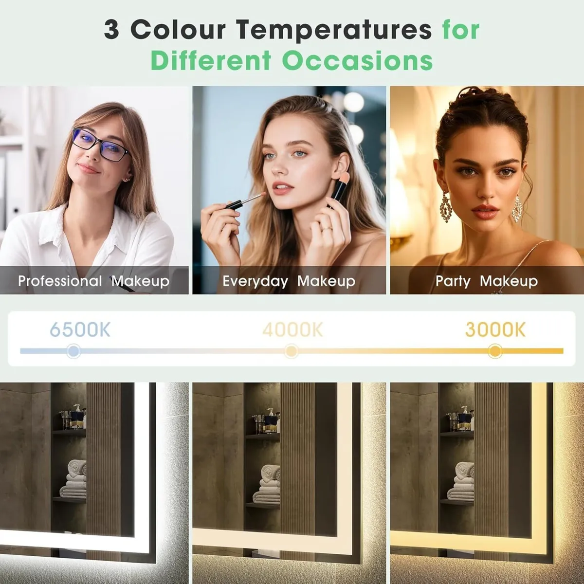 Bathroom Mirror with LED Lights 800x600mm Memory - Image 3