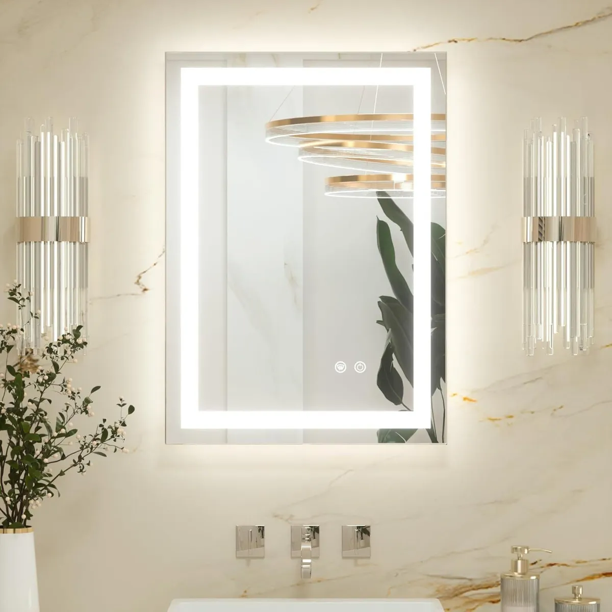 50x70cm Bathroom Mirror with Led Lights Antifog - Image 1