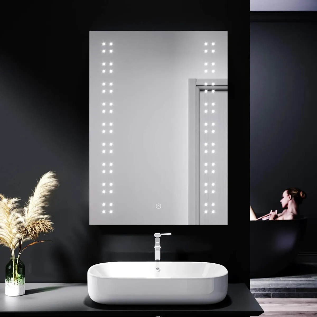 500 x 700mm LED Illuminated Bathroom Mirror with - Image 1