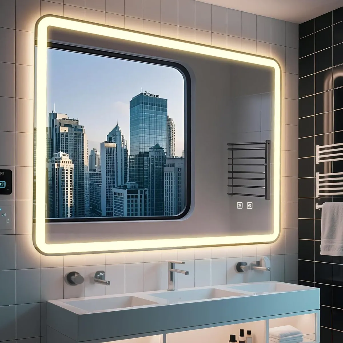 Smart LED Bathroom Mirror - 3-Color Dimmable Fast - Image 1