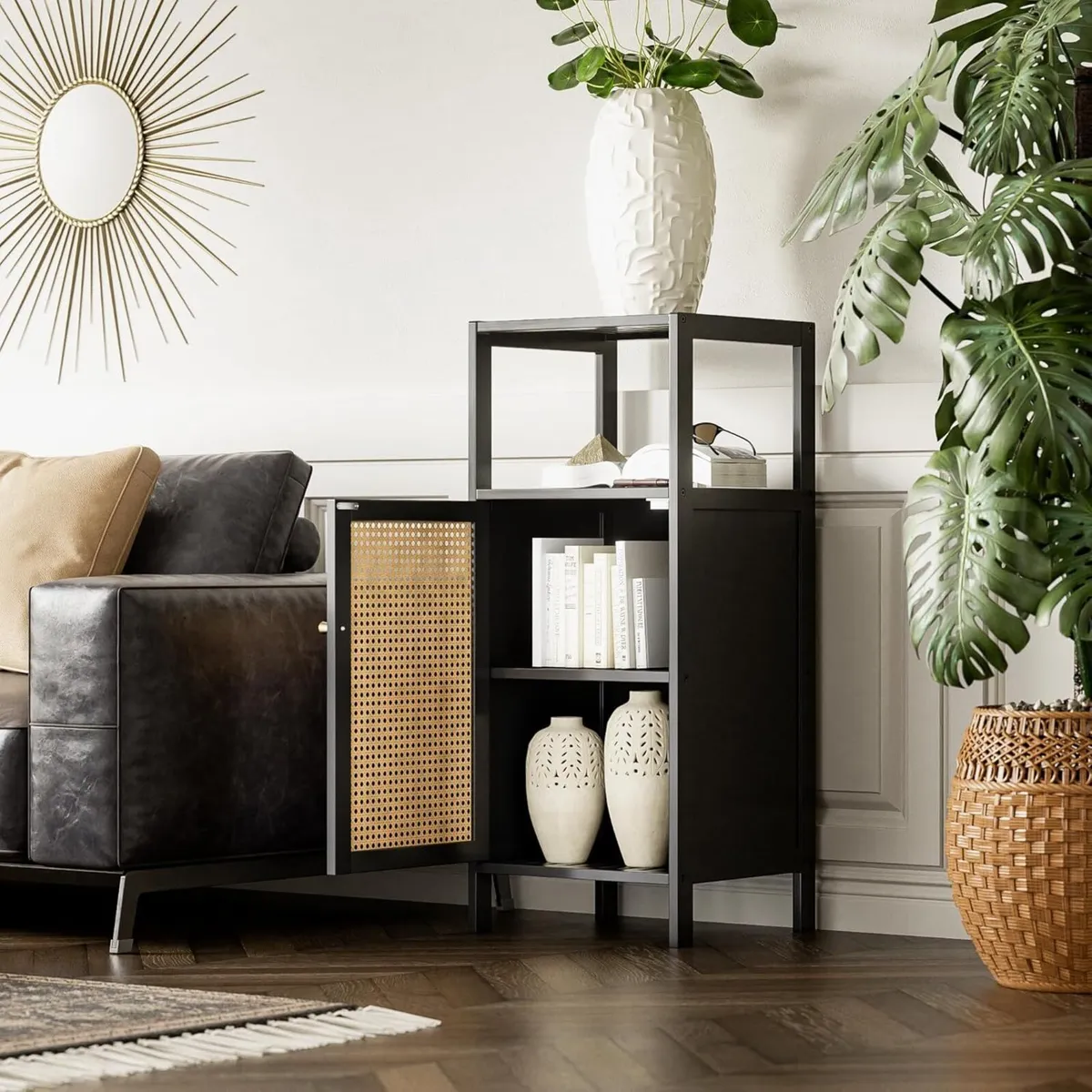 Bamboo Floor Rattan Cabinet Small Bathroom - Image 4