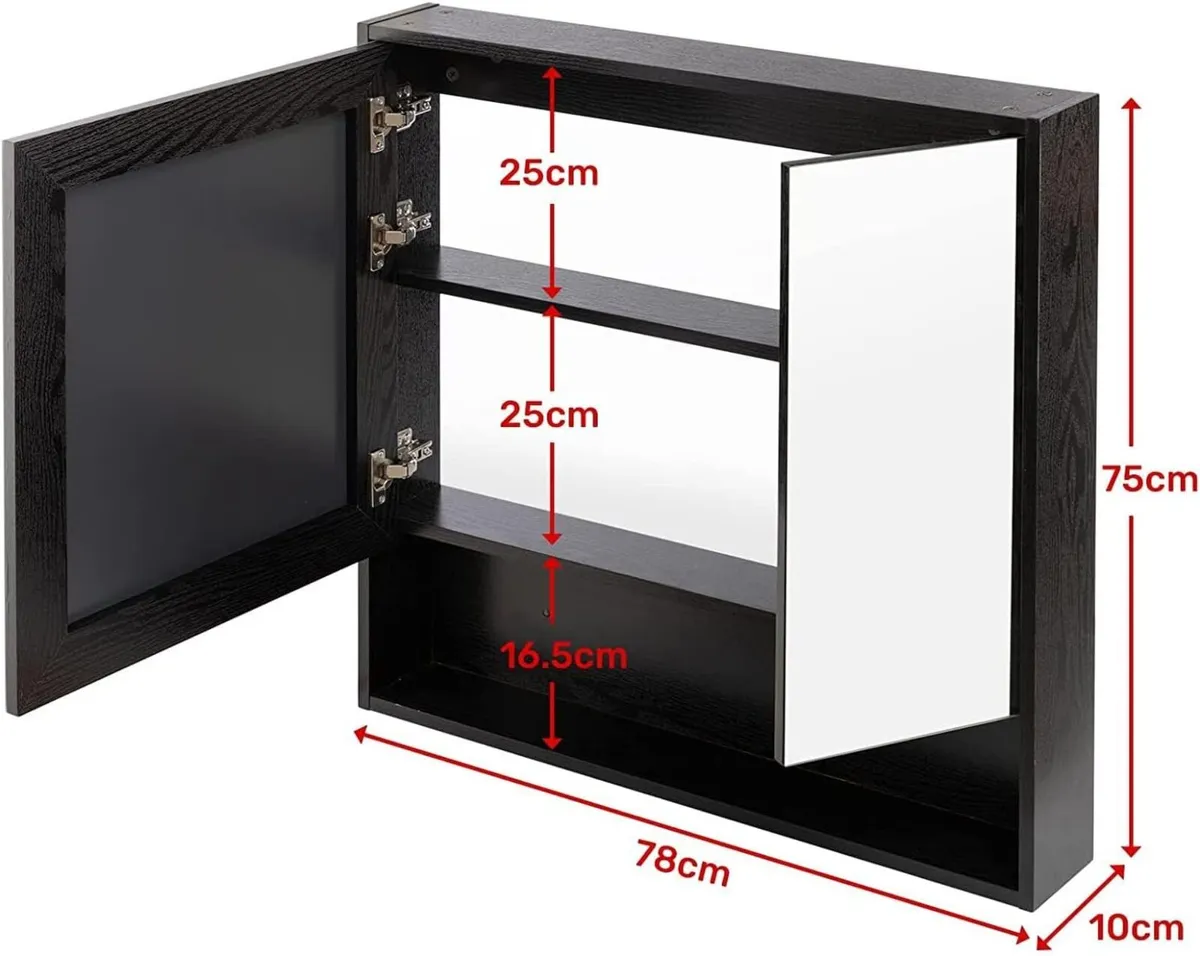 Bathroom Mirror Cabinets with Shelf 78cm Wide - Image 3