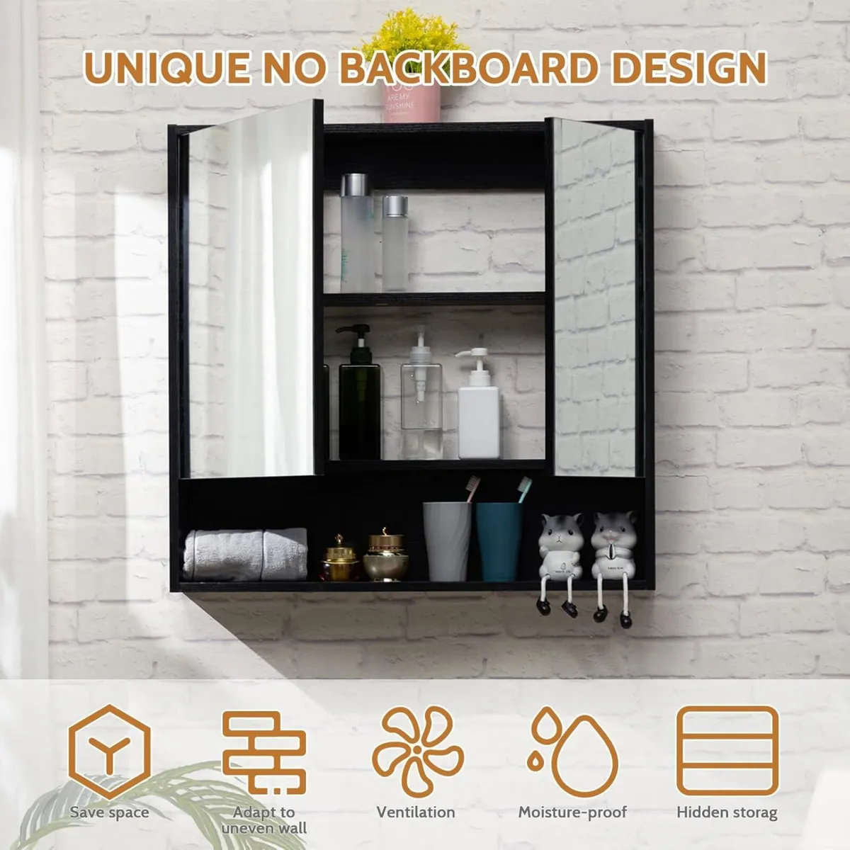Bathroom Mirror Cabinets with Shelf 78cm Wide - Image 4