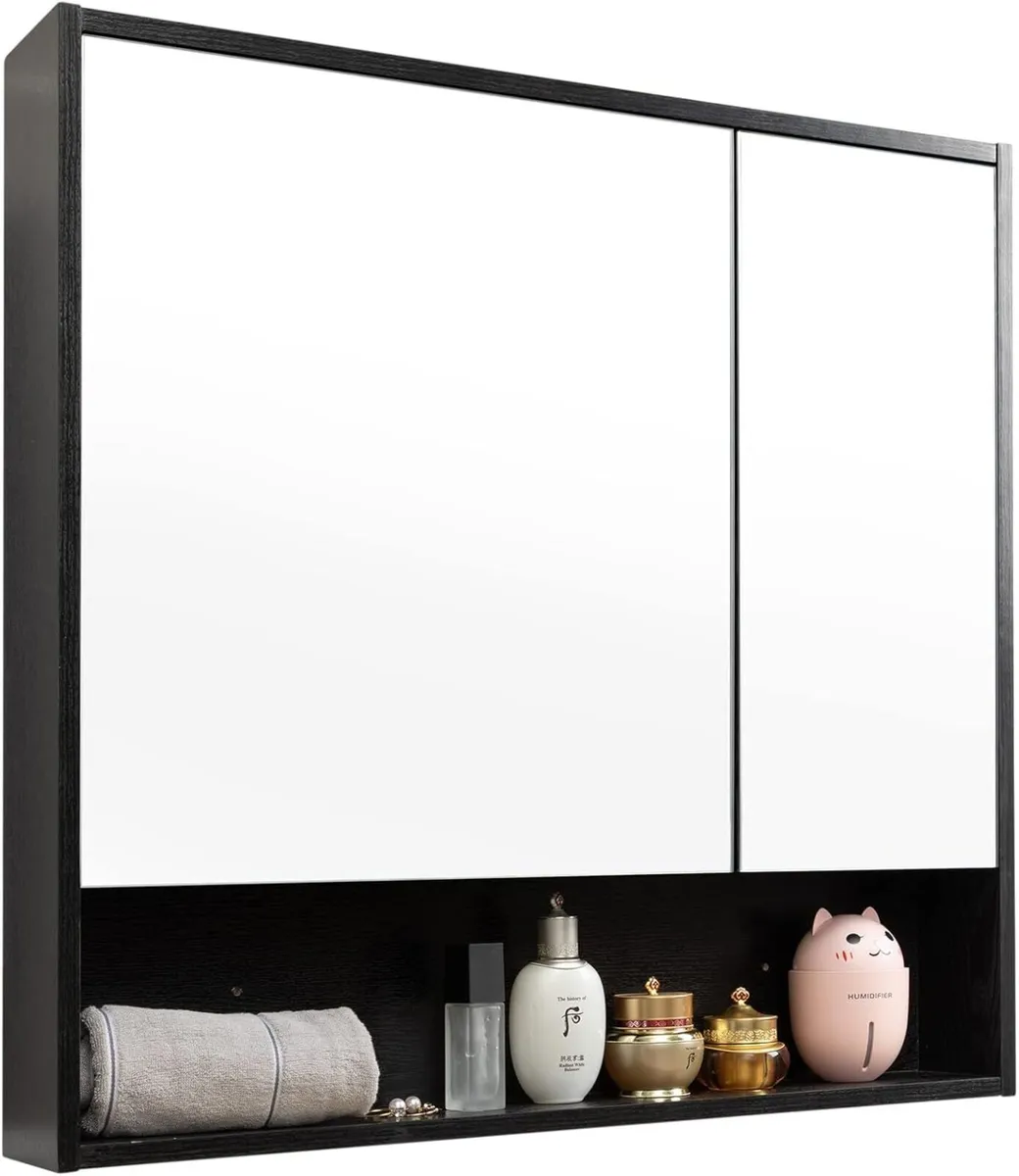 Bathroom Mirror Cabinets with Shelf 78cm Wide - Image 1