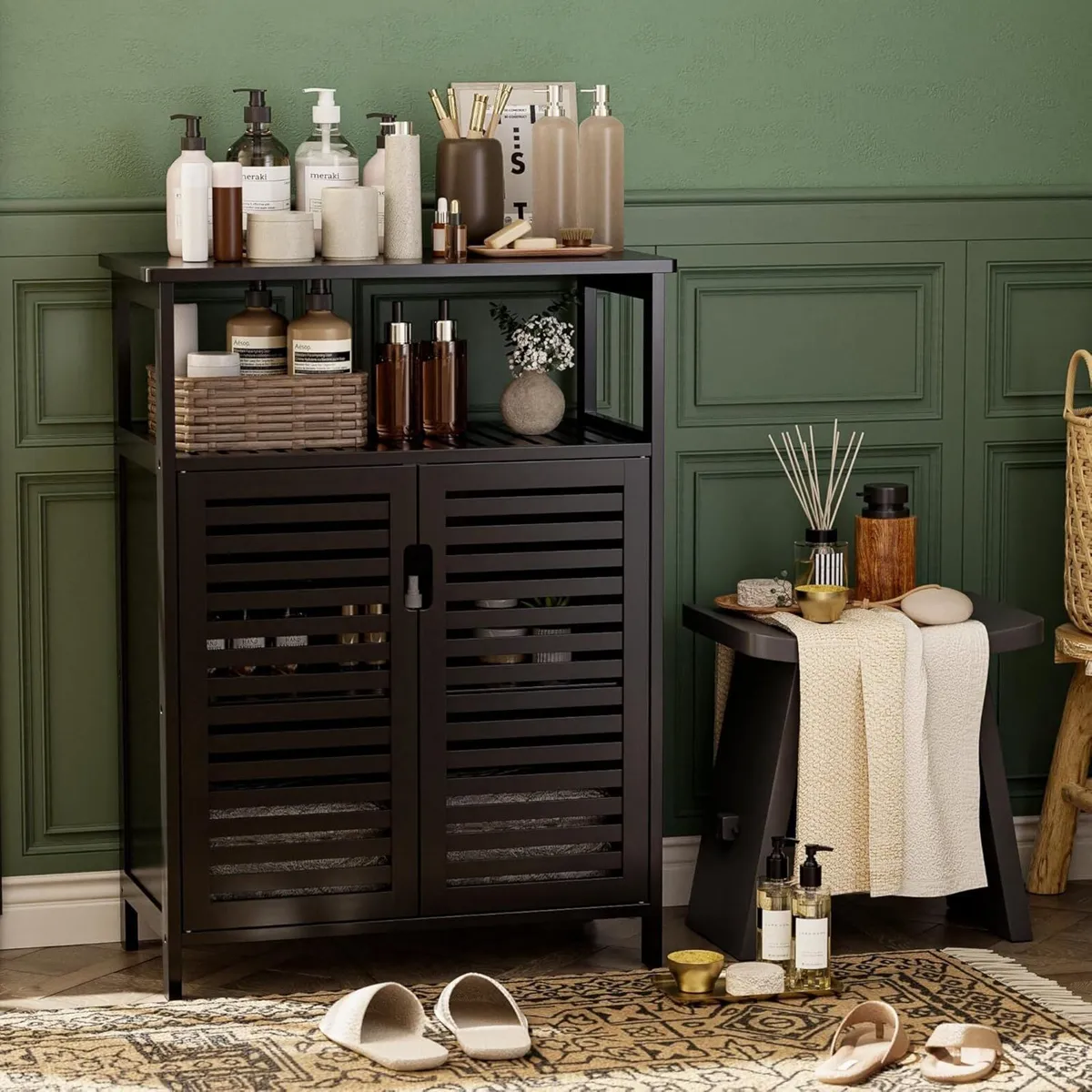 Bathroom Floor Cabinet Freestanding Side Storage - Image 2