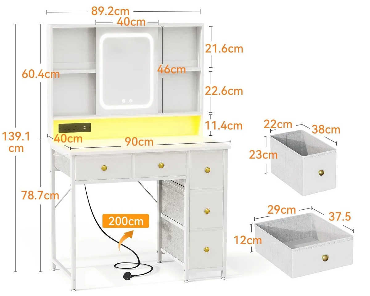 Dressing Table with Adjustable LED Mirror - Image 2