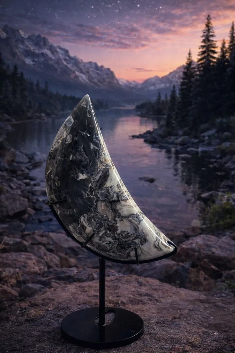 Stunning Crescent moon-shaped Crystal carving - Image 2