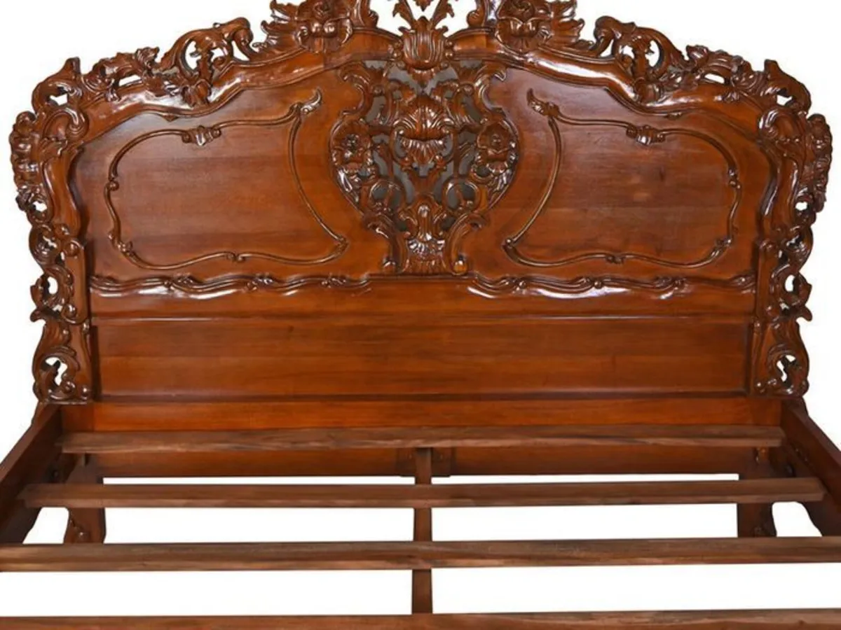 French Double Bed Solid mahogany with exquisite, h - Image 1