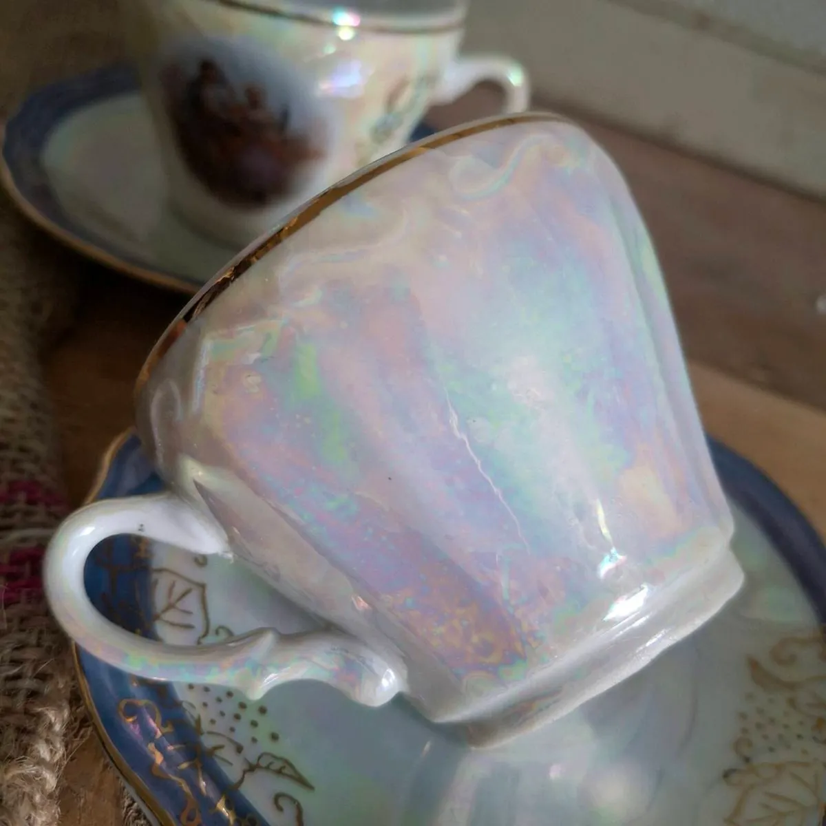 Japanese Lusterware Cups & Saucers - Image 2