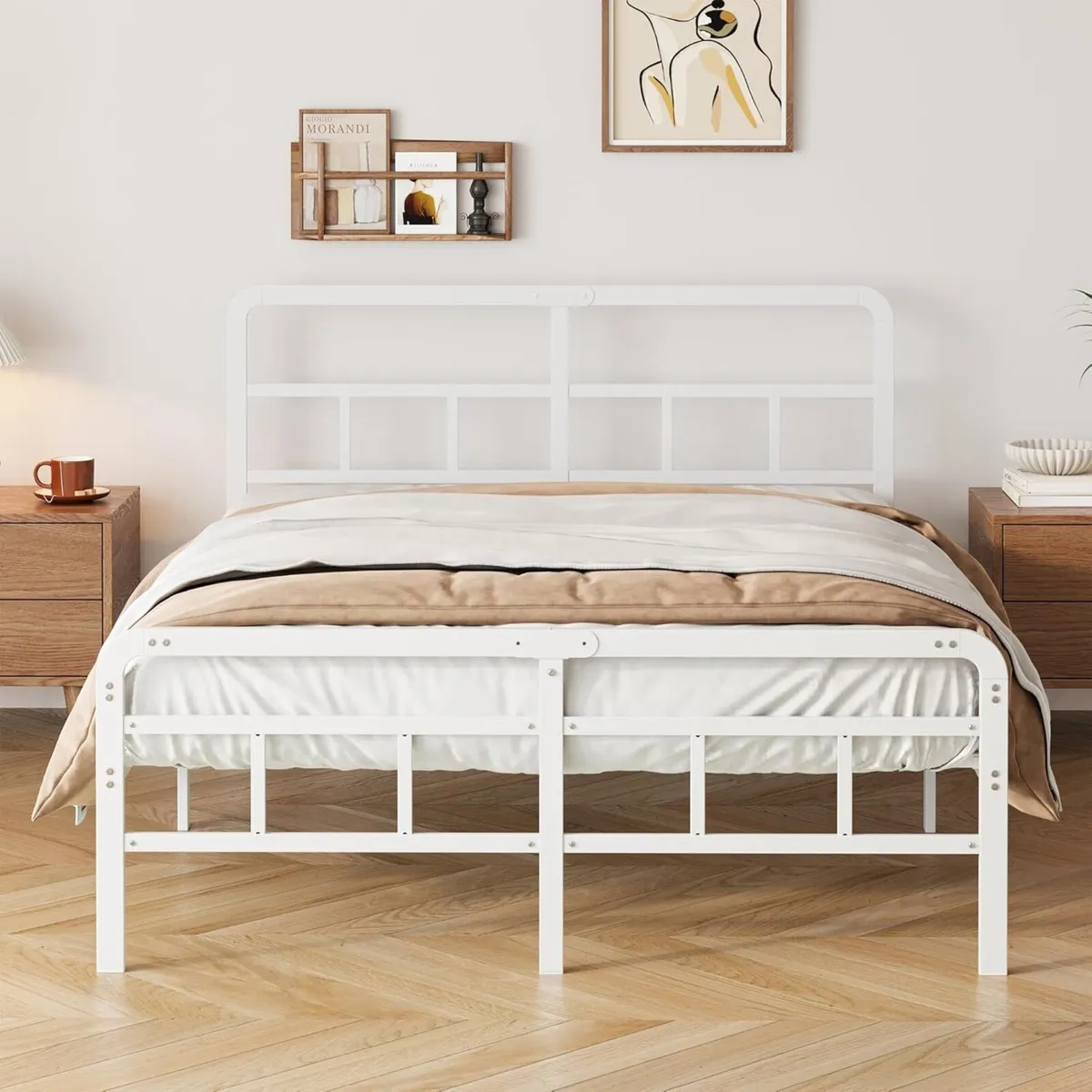 5ft King Size Bed Frame with Curved Headboard and - Image 3