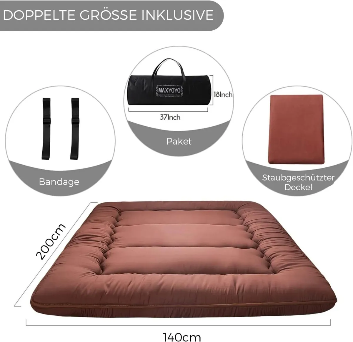 Futon Mattress Padded Japanese Floor Quilted Bed - Image 2