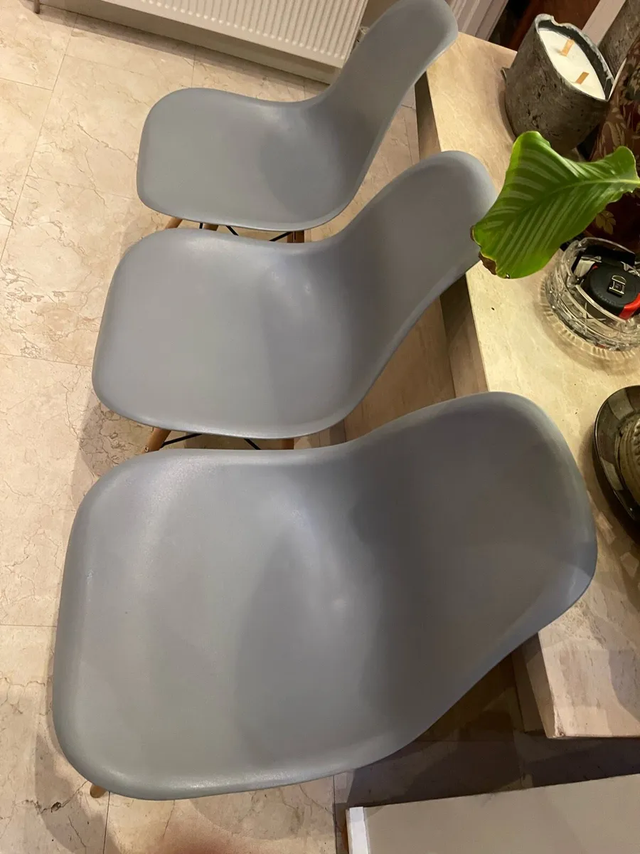 As New - 3 x Sturdy Grey Kitchen Dining Chairs - Image 2