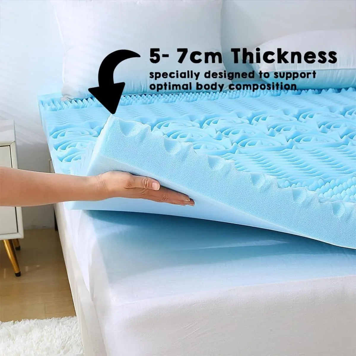 Luxury 5cm Deep Memory Foam Mattress Topper With - Image 4