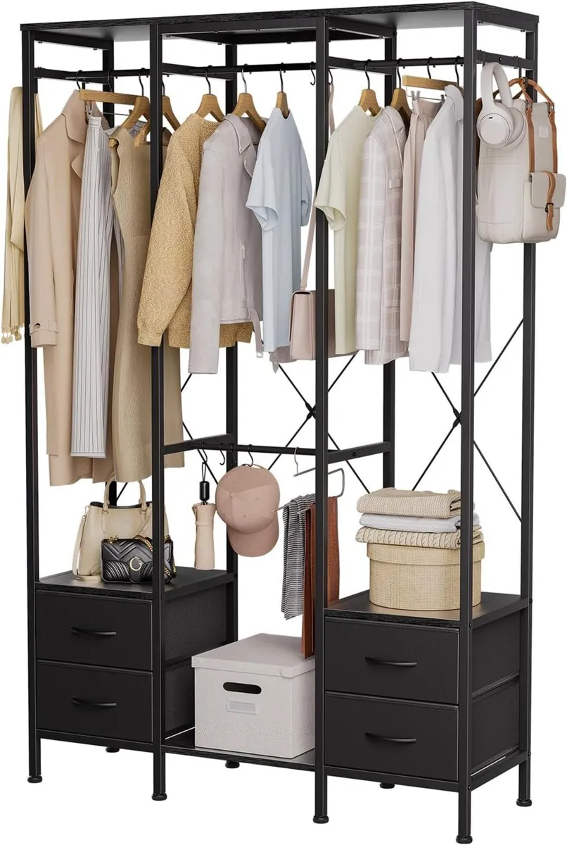 Clothing Rack Black Clothes Rail with Fabric - Image 1