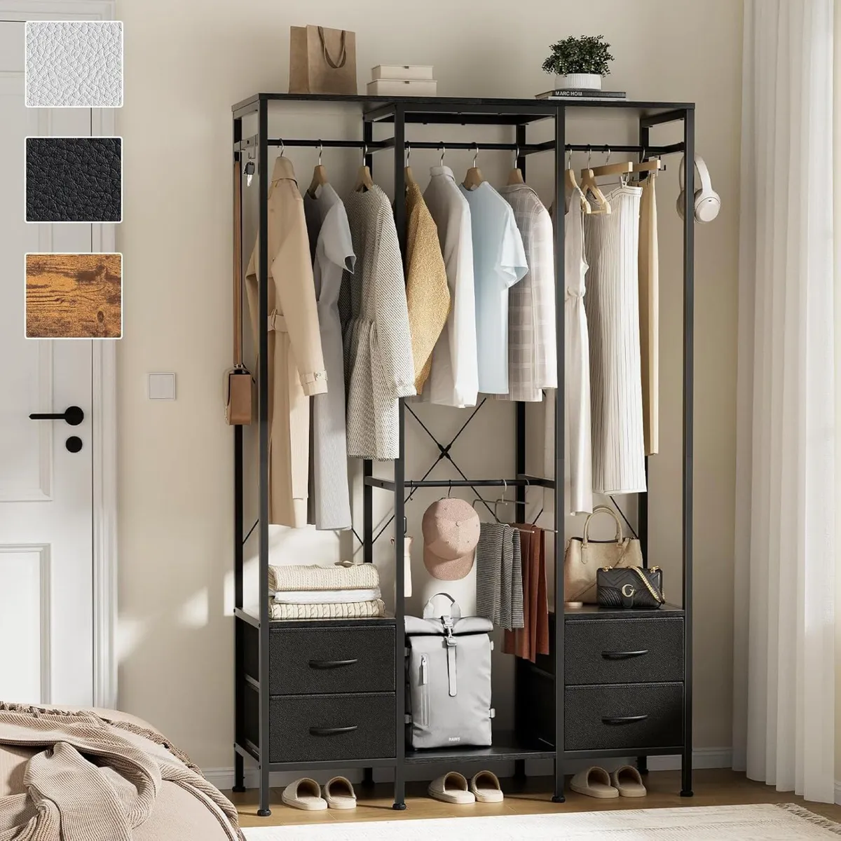 Clothing Rack Black Clothes Rail with Fabric - Image 2