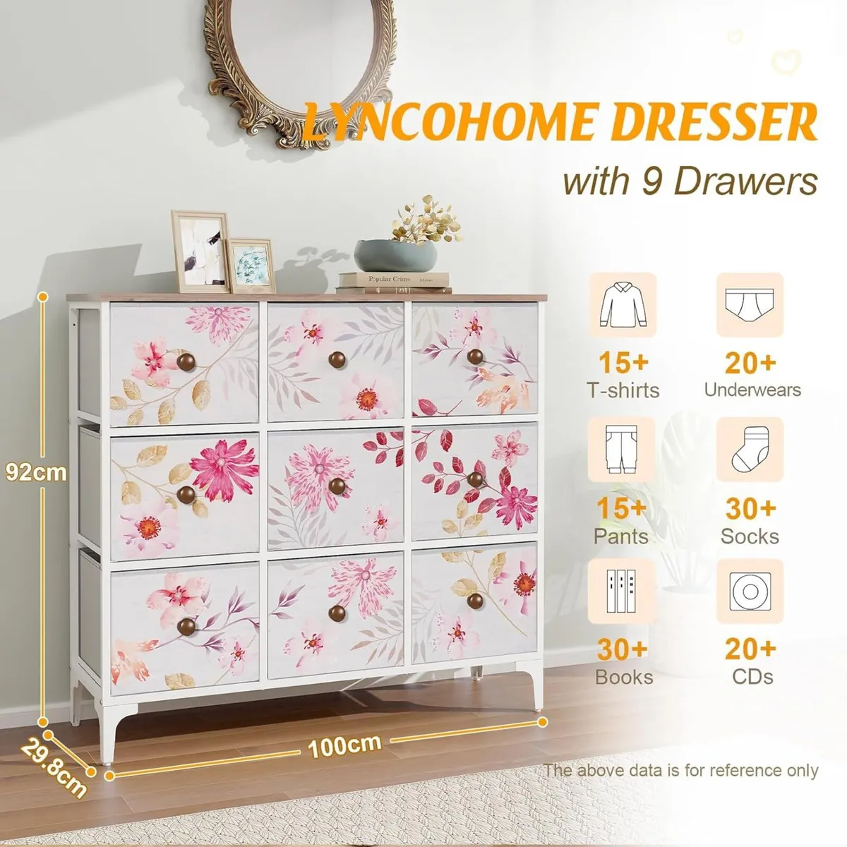 Chest of Drawers Pink Bedroom Furniture with 9 - Image 3