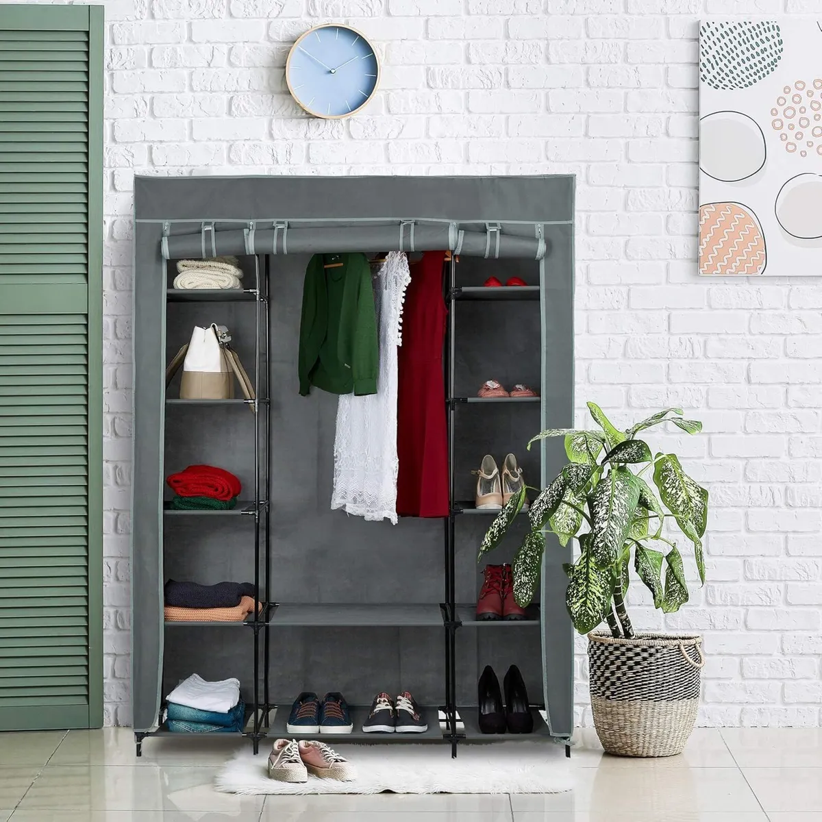 Fabric Wardrobe Rail 12 Shelves 175 x 135 45 cm - Image 2