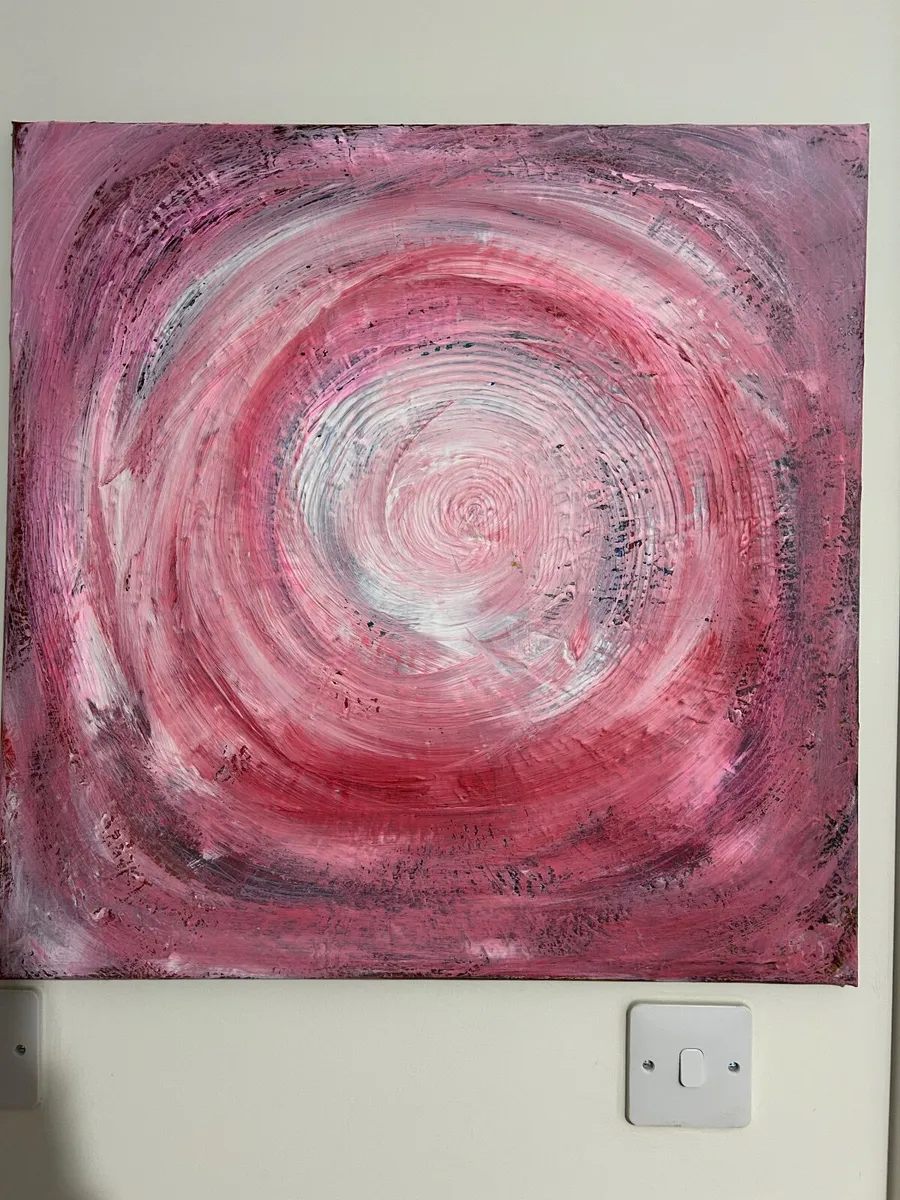 Red and pink abstract painting - Image 3