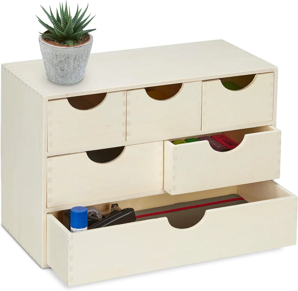 Chest of Drawers Wooden 6 Compartments Self - Image 1