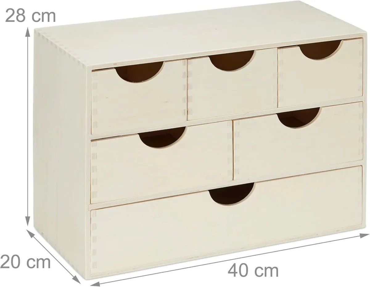 Chest of Drawers Wooden 6 Compartments Self - Image 3