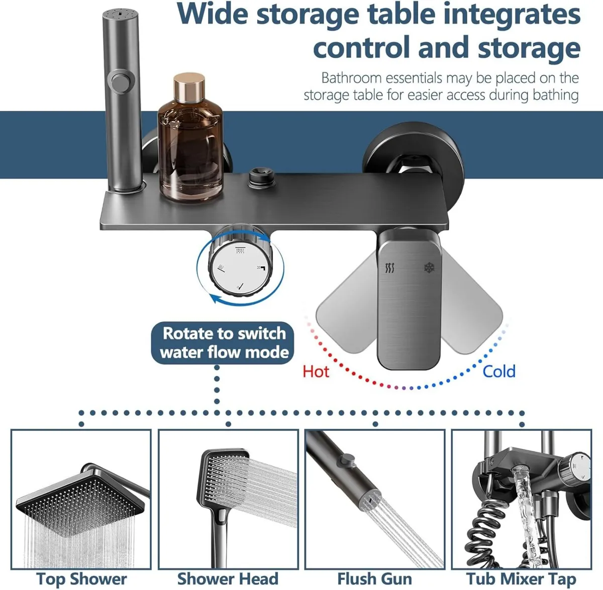 4-Function Shower Mixer Set with Rainfall Top - Image 4