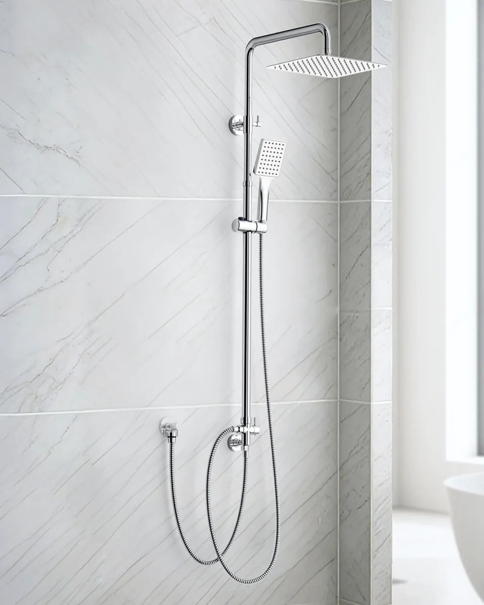 Shower Riser Rail Kit with 25 x cm Square - Image 1