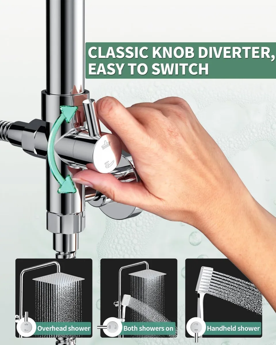 Shower Riser Rail Kit with 25 x cm Square - Image 3